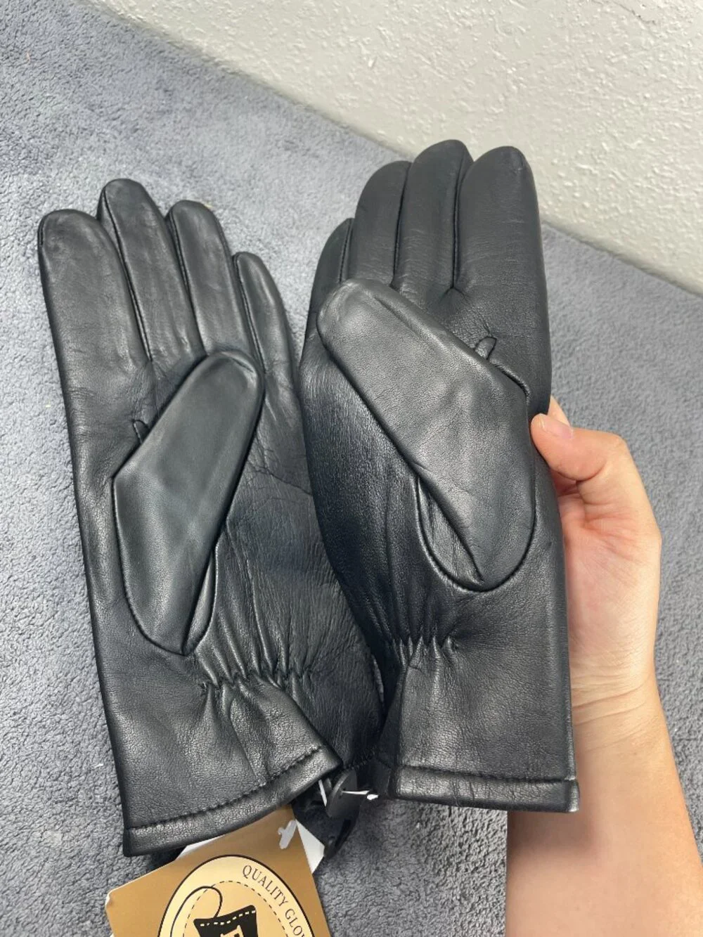 NEW Fownes Women's Fleece Lined Leather Gloves Size 8.5 Black Sears